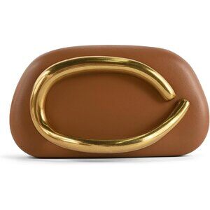 Women's Trendy Formal Evening Brown Leather Clutch Shoulder Strap Handle Bags